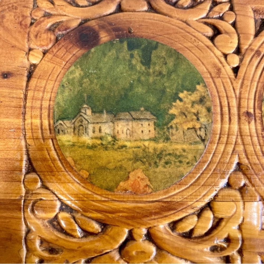 Scenic Carved Wood Box Document Box Glove Box Box Decorative Jewelry Box - Picture 11 of 16